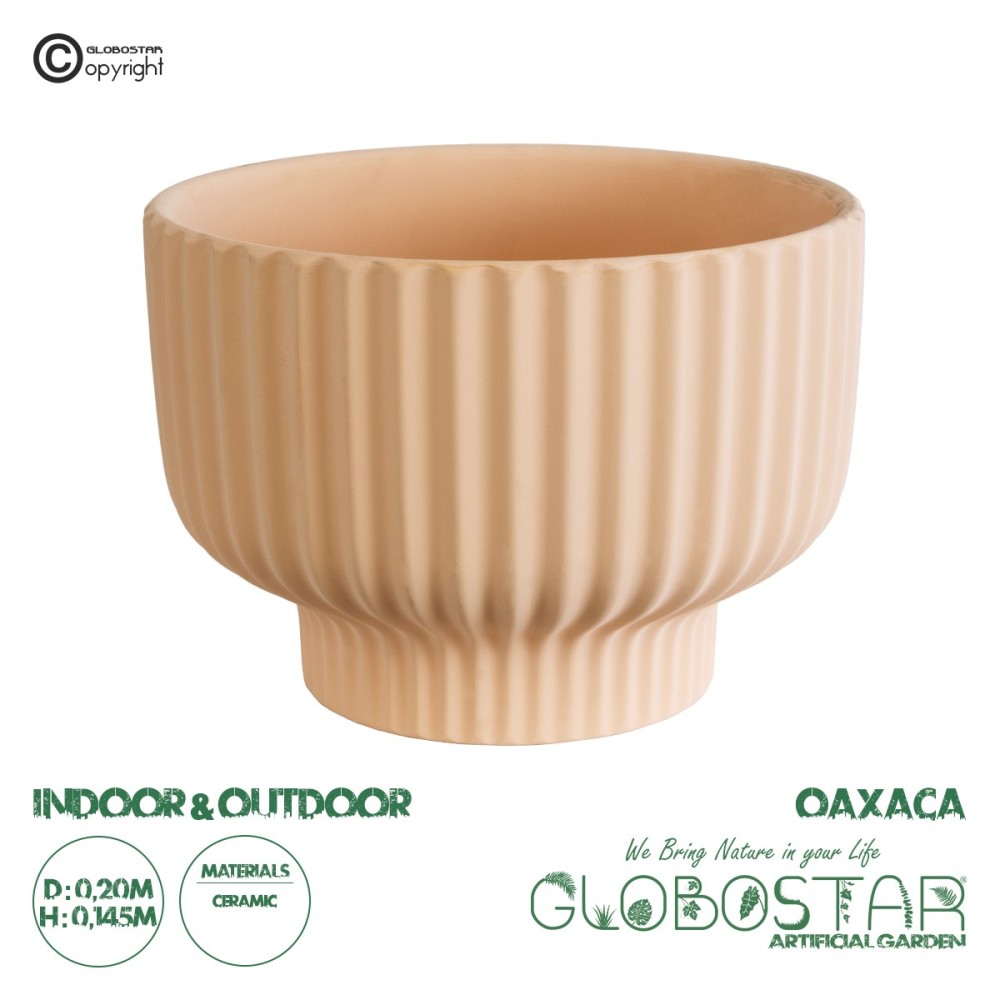 GloboStar® Artificial Garden OAXACA 20501 Διακοσμητικό Κεραμικό Κασπώ Γλάστρα - Flower Pot Σομόν Φ20 x Υ14.5cm